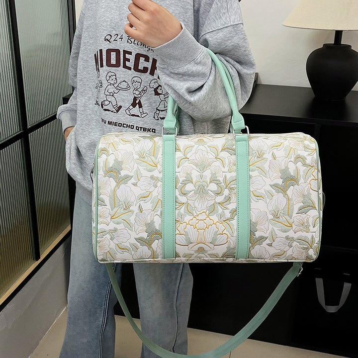 Elegant Floral Print Travel Duffle Bag Bowlift