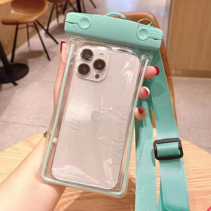 Waterproof phone pouch with adjustable lanyard and transparent touch-sensitive sleeve Bowlift