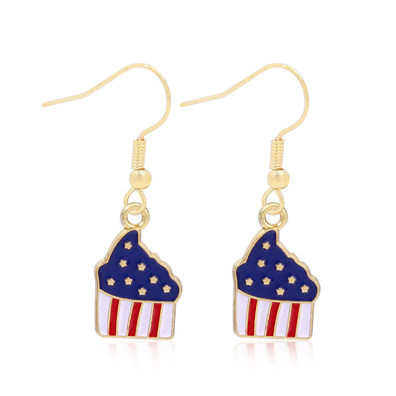 Women's lightweight star earrings with enamel flag design and fishhook Bowlift