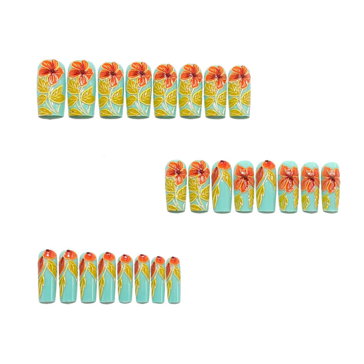 Artificial nails with elaborate 3D flower applications Bowlift