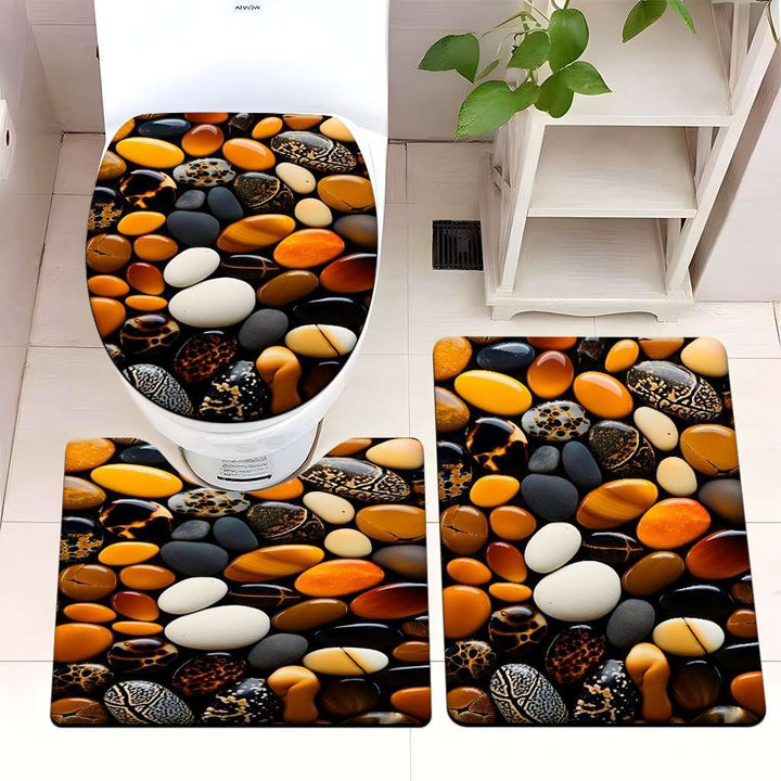 Decorative Pebble Bathroom Mat Set Bowlift