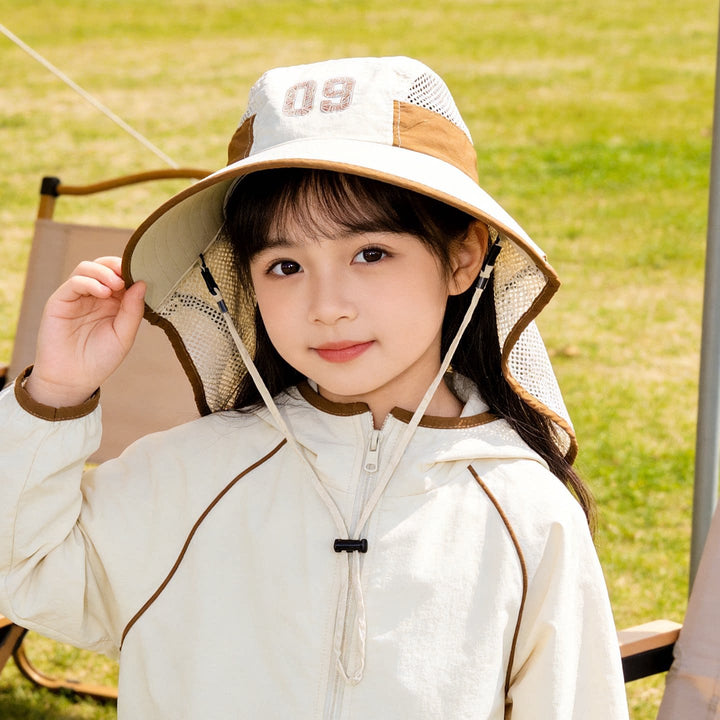 Kids' sun hat with breathable mesh neck protection and adjustable chin strap Bowlift