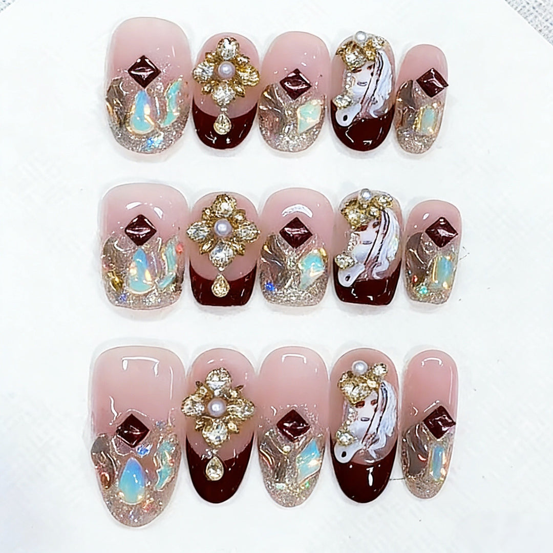 Luxury Artistic Press-On Nail Set Bowlift