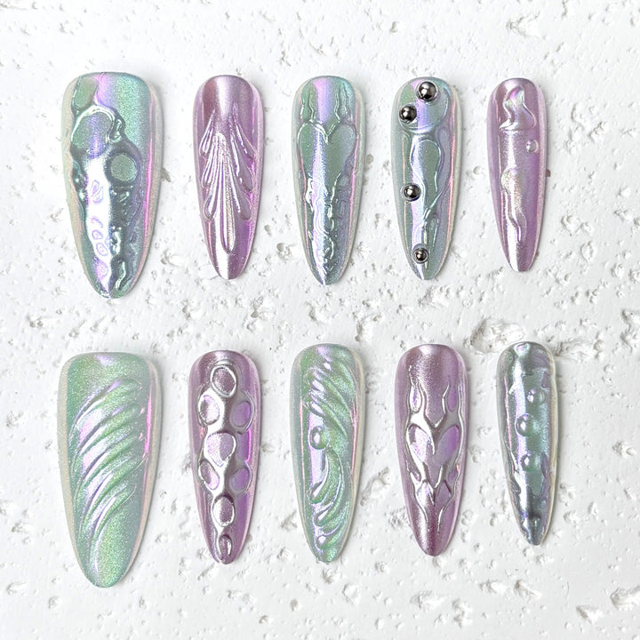 Holographic Nail Art Press-On Set