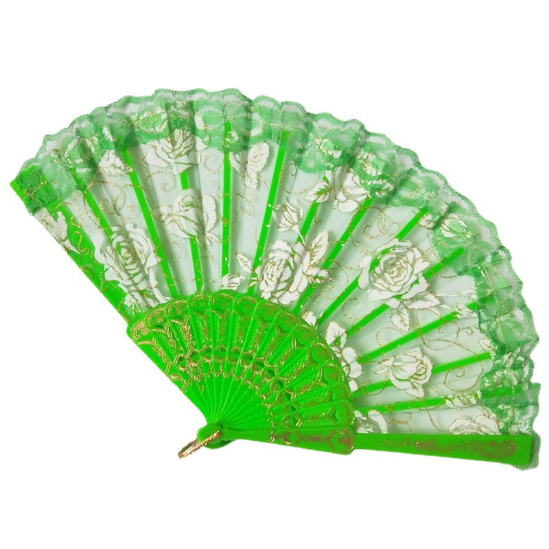 Women decorative fan with floral lace motifs Bowlift