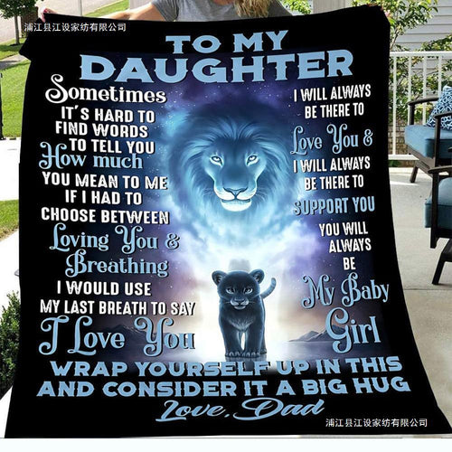 Sentimental Fleece Throw Blanket With Lion And Cub Graphic And Heartfelt Message For Dad
