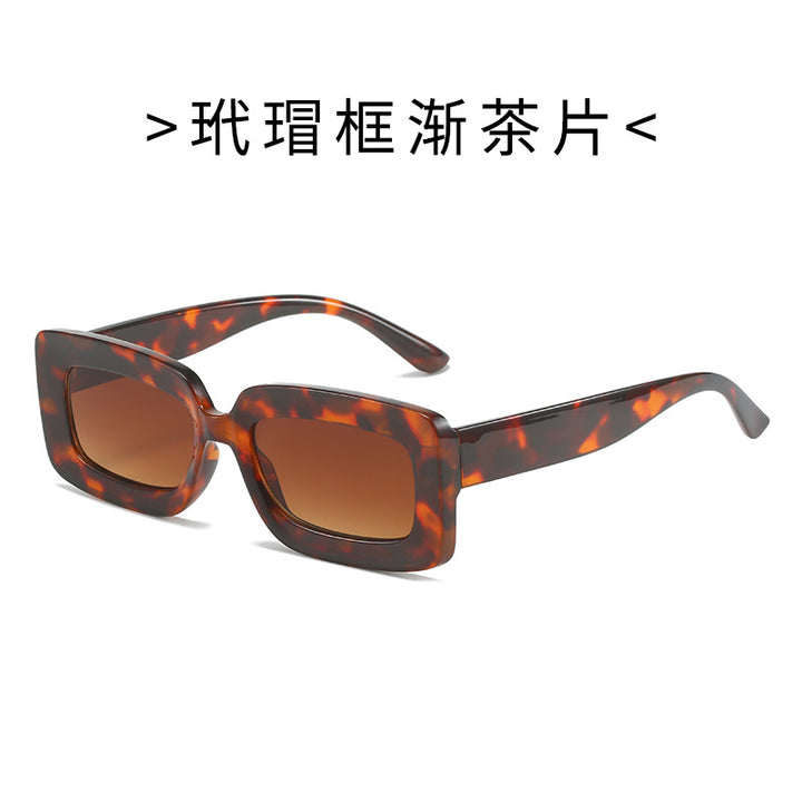 Women's Fashion Turtle Sunglasses with Rectangular Frame and Gradient Lenses Bowlift