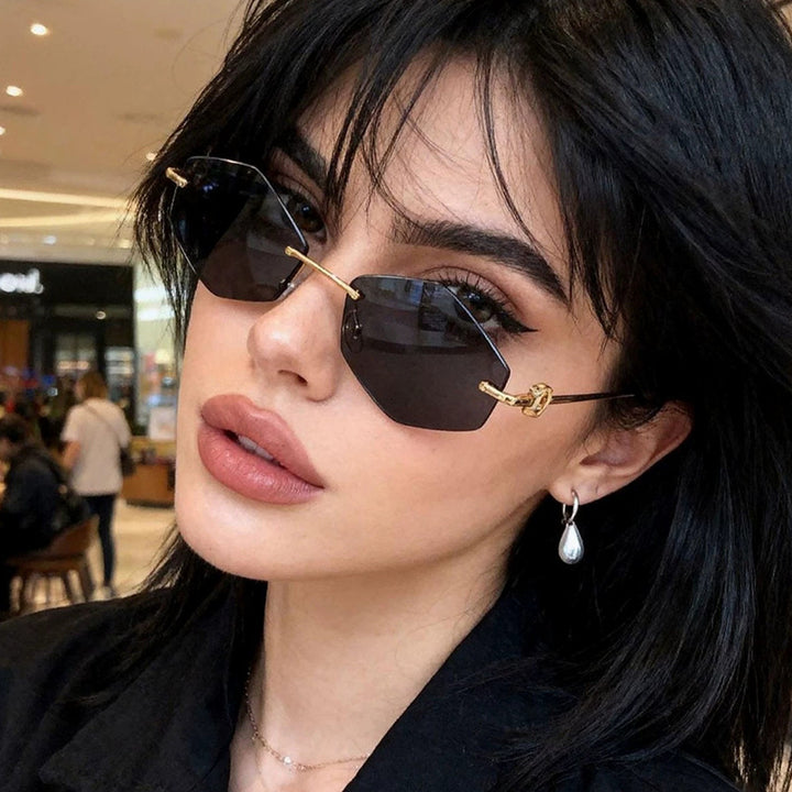 Women's fashionable sunglasses with hexagonal frame and luxurious accents Bowlift