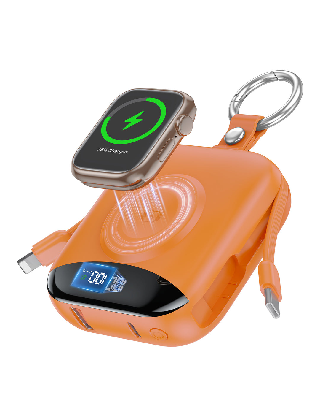 Portable inductive charger with integrated battery and LCD display Bowlift