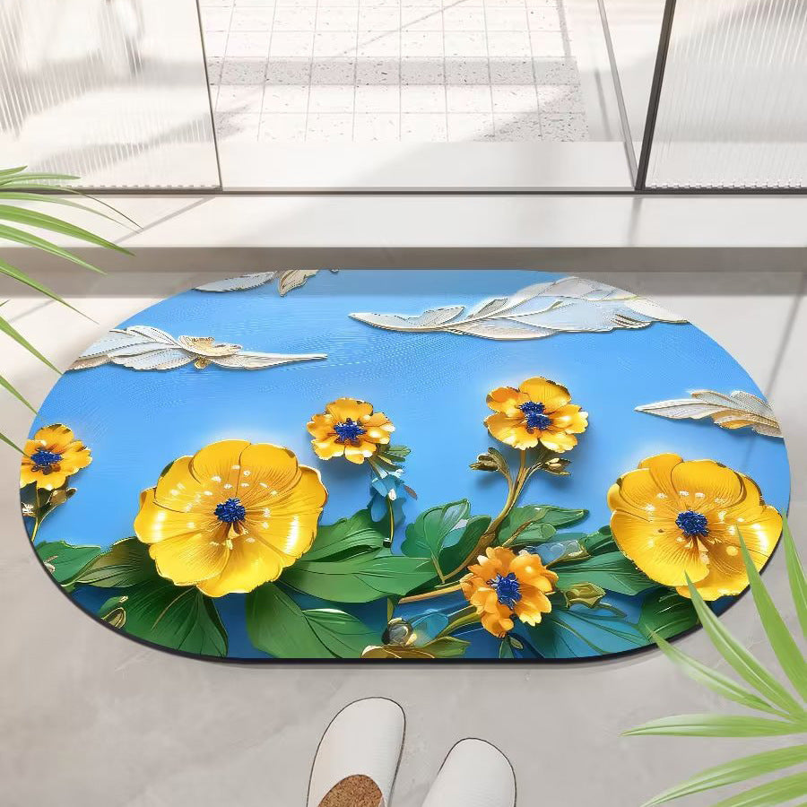 Floral Print Area Rug Bowlift