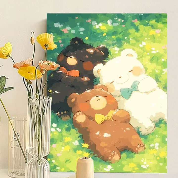 Cute Bear-Themed Art Canvas Print Bowlift