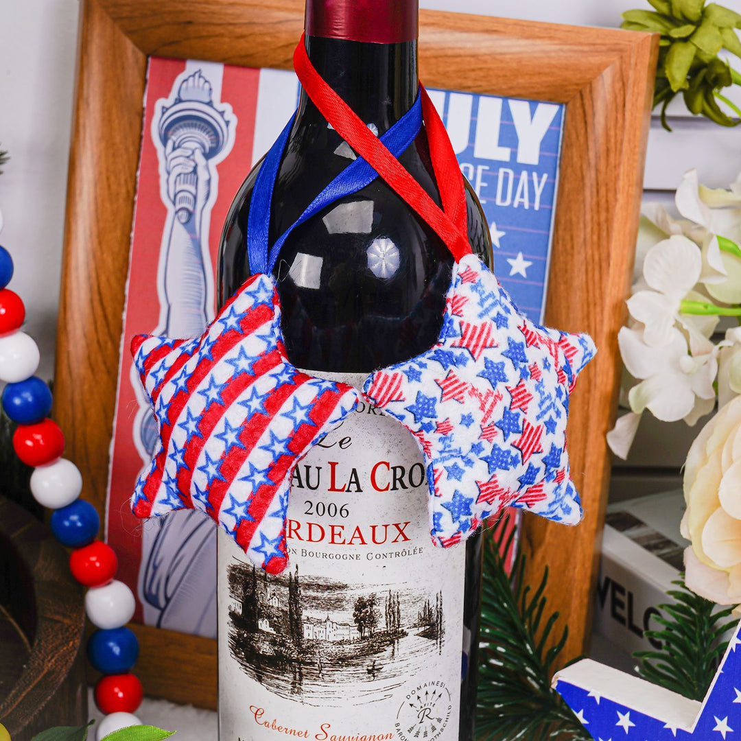 Unisex star-shaped hanging decoration made of soft felt with US flag pattern Bowlift