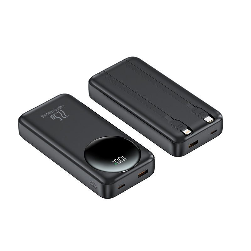 Portable power bank with integrated cables and digital power display Bowlift