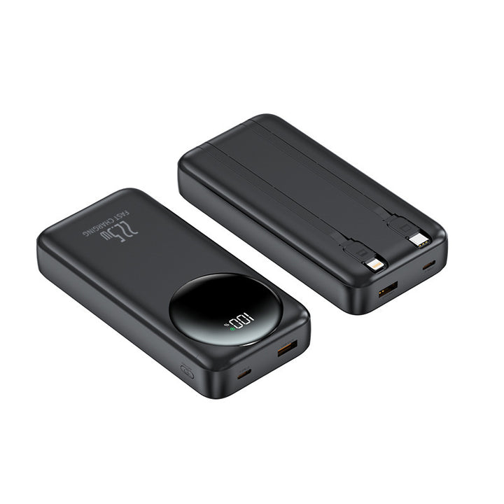 Portable power bank with integrated cables and digital power display Bowlift