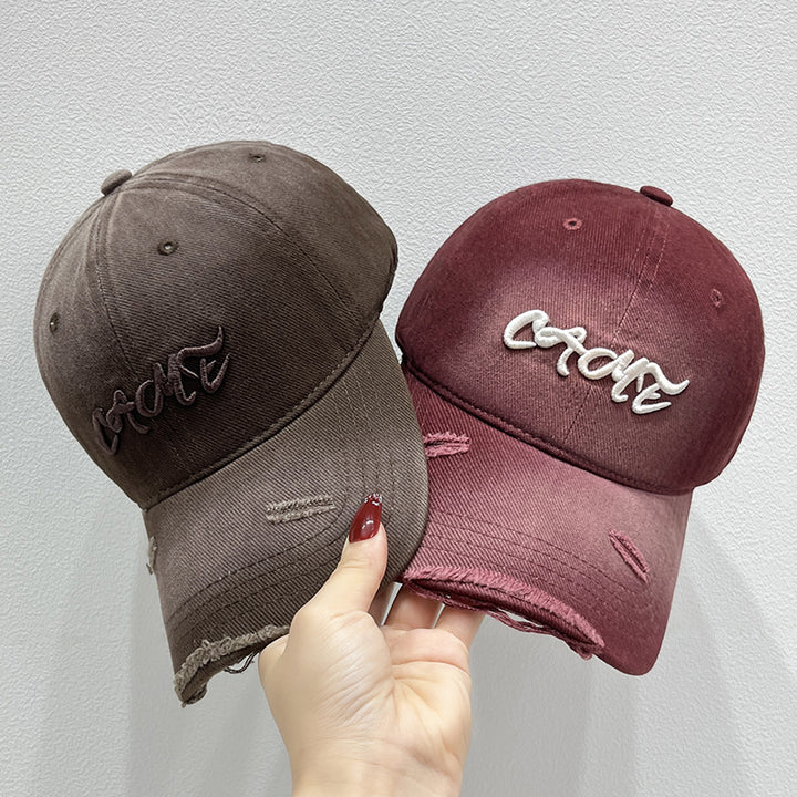 Men's Distressed Front Embroidered Baseball Cap Bowlift