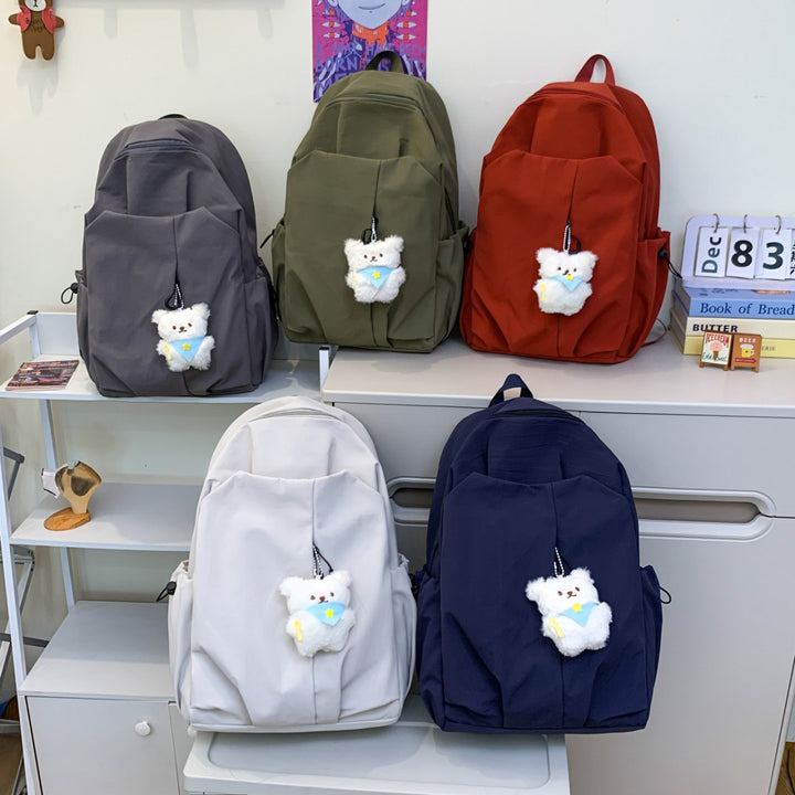 Backpack with High-Quality Craftsmanship and Cute Teddy Pendant Bowlift