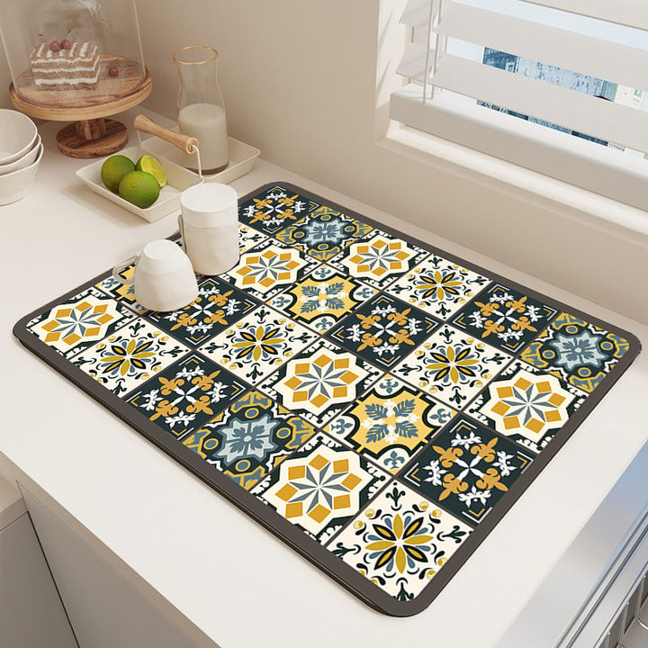 Elegant Mosaic Pattern Kitchen Mat Bowlift