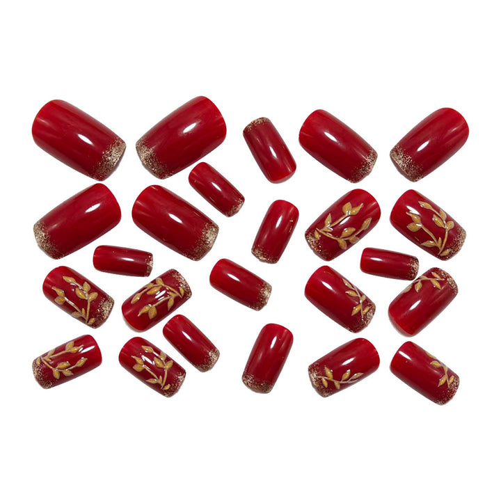 Artificial nails with elegant leaf designs Bowlift