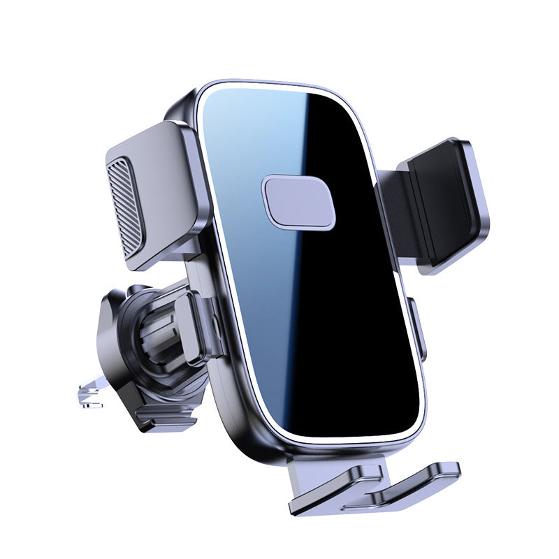Gravity air vent phone mount with automatic clamp and Qi-compatible wireless charging pad Bowlift