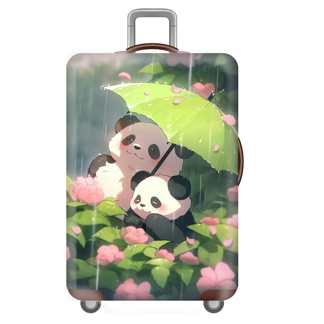 Unisex non-elastic suitcase cover for hard shell trolley with cute panda design, stretch protective cover with handle and wheel openings Bowlift