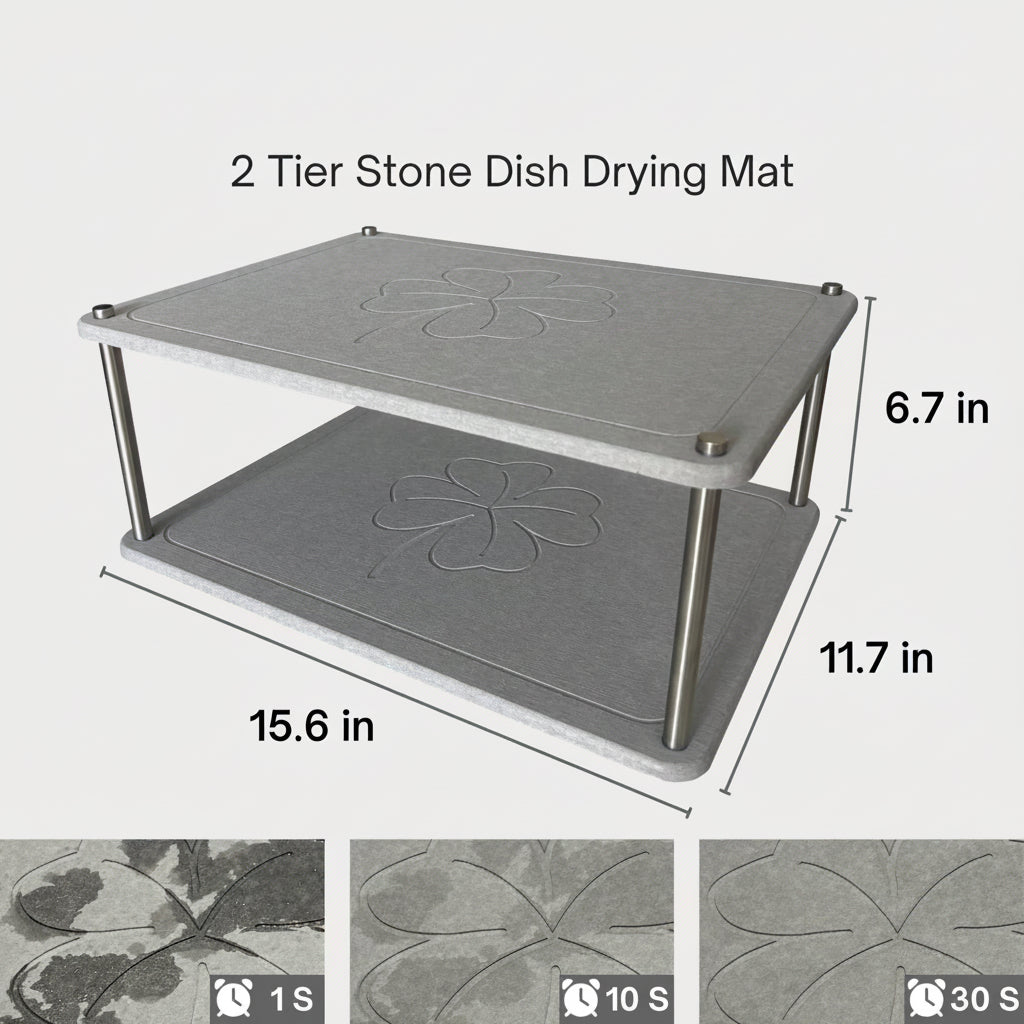 Two-Tier Stone Dish Drying Rack Bowlift