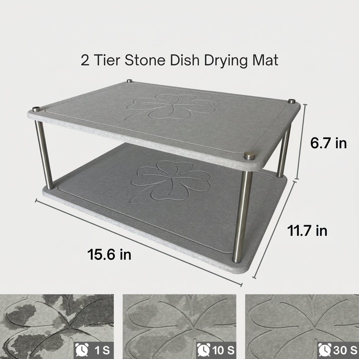 Two-Tier Stone Dish Drying Rack Bowlift
