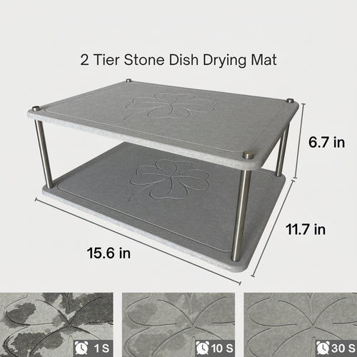 Two-Tier Stone Dish Drying Rack Bowlift