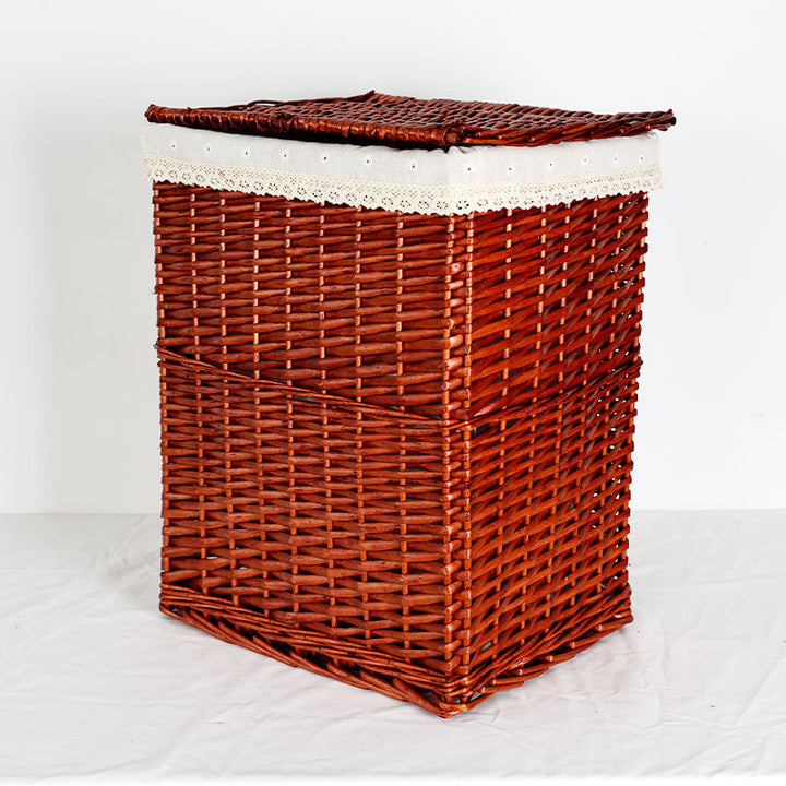 Women's laundry basket with decorative fabric cover and practical lid Bowlift