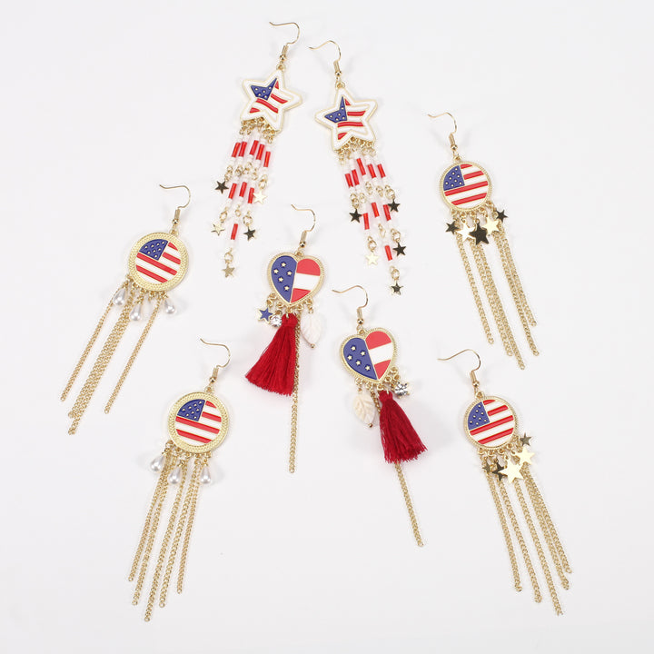 Women’s dangling earrings with enameled medallion and pearl fringes Bowlift