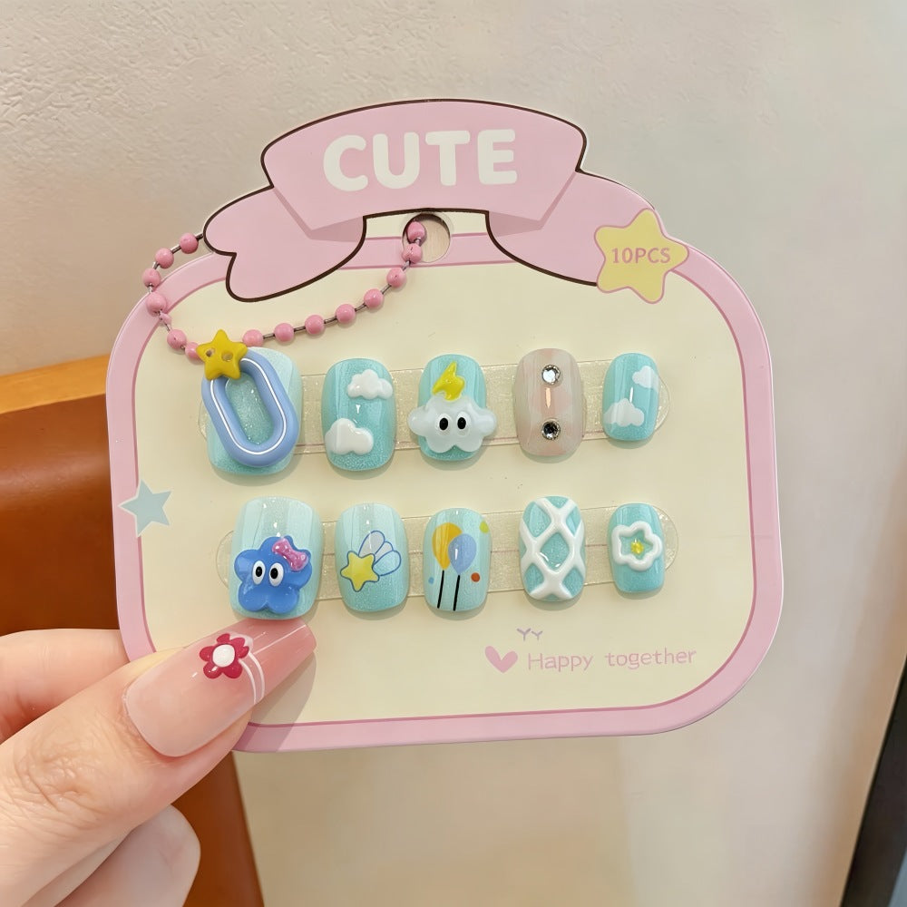 Playful artificial nail set with colorful designs Bowlift