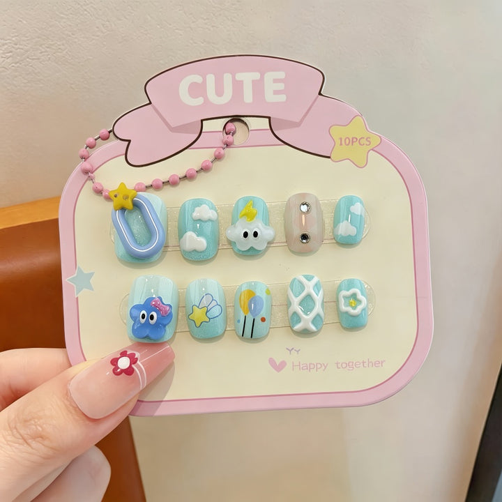 Playful artificial nail set with colorful designs Bowlift