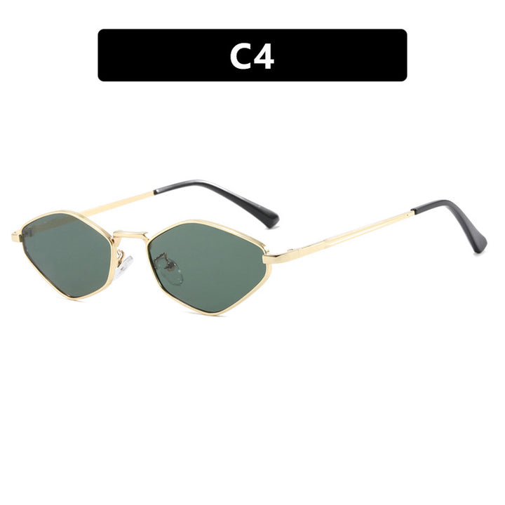 Women's geometric sunglasses with fine metal frame and UV protection Bowlift