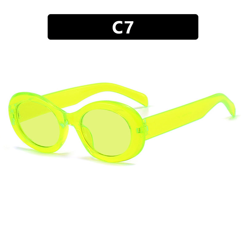 Women's fashionable sunglasses in original oval design with transparent frame and UV protection Bowlift