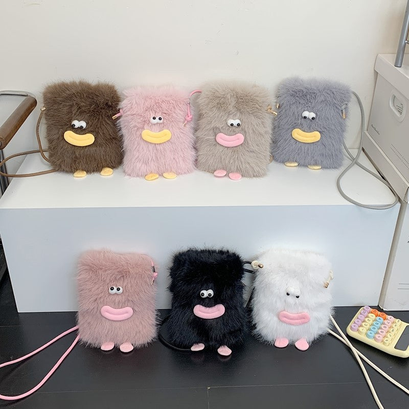 Plush shoulder bag with unique character design Bowlift