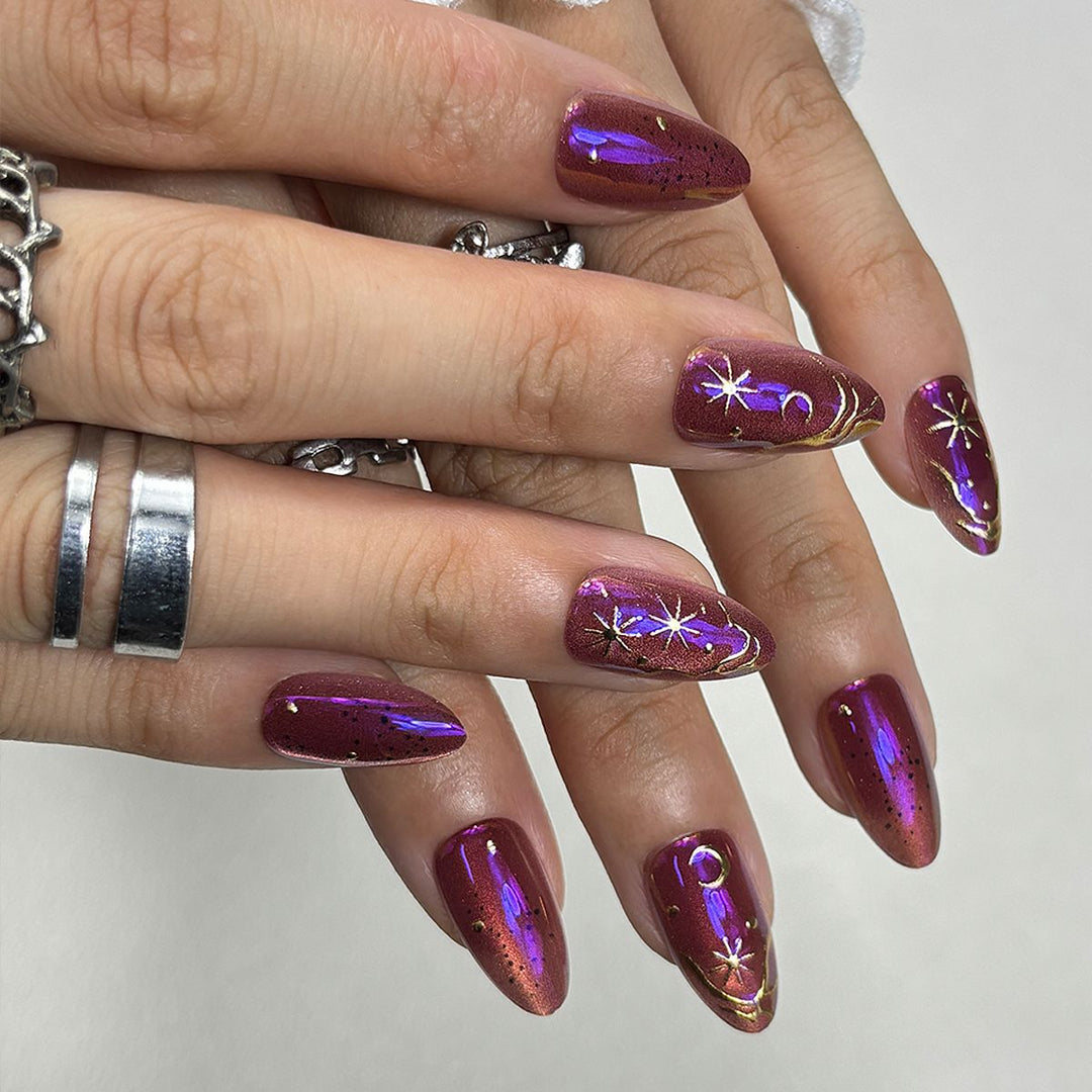 Celestial Themed Press-On Nail Set Bowlift