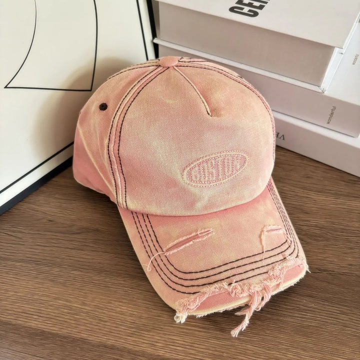Men's Distressed Denim Effect Baseball Cap Bowlift