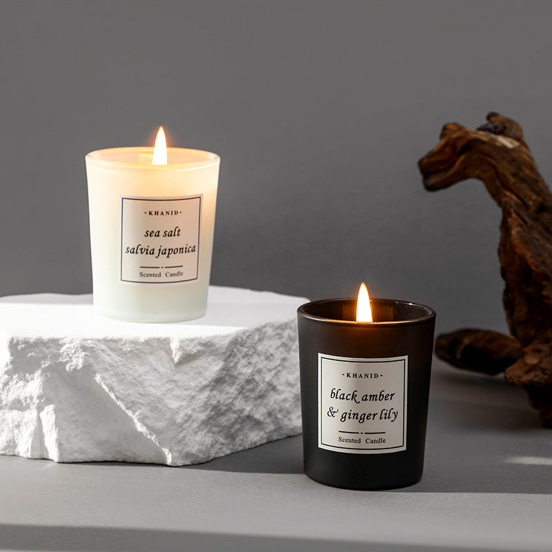Scented Frosted Glass Soy Wax Candle With English Pear And Freesia Aroma