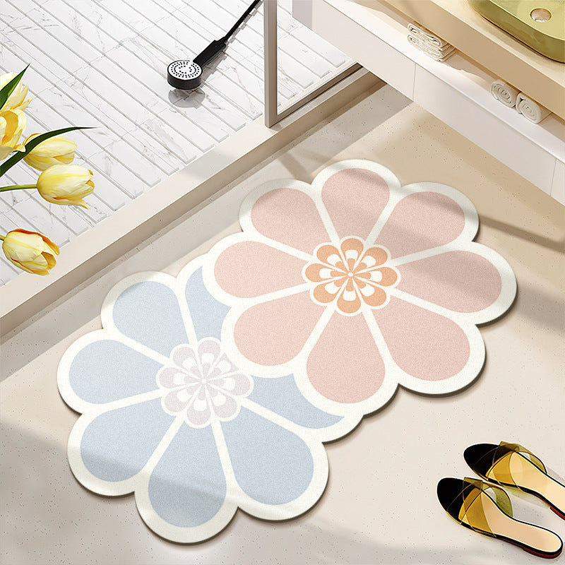 Floral Pattern Water-Absorbent Bath Mat