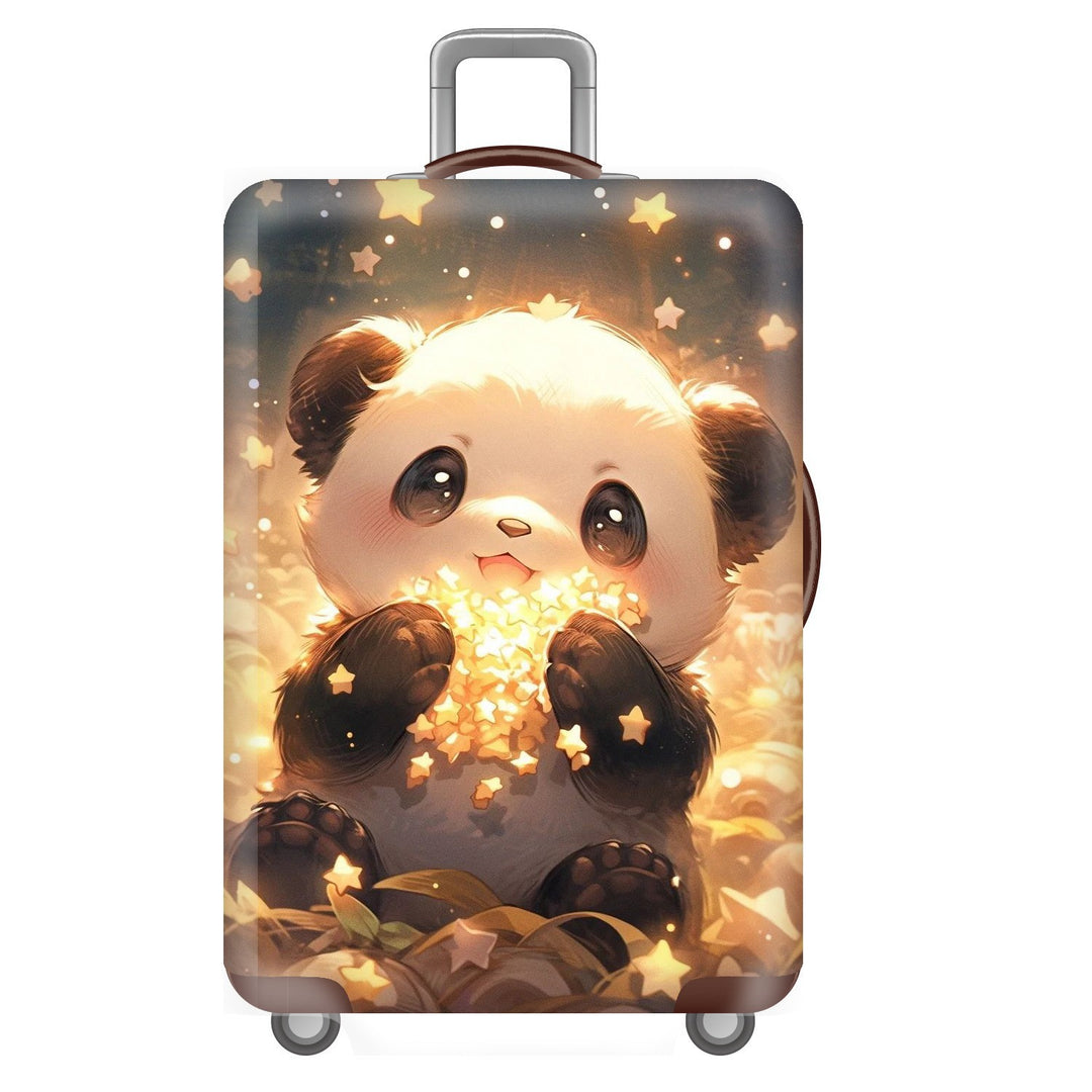 Unisex non-elastic suitcase cover for hard shell trolley with cute panda design, stretch protective cover with handle and wheel openings Bowlift