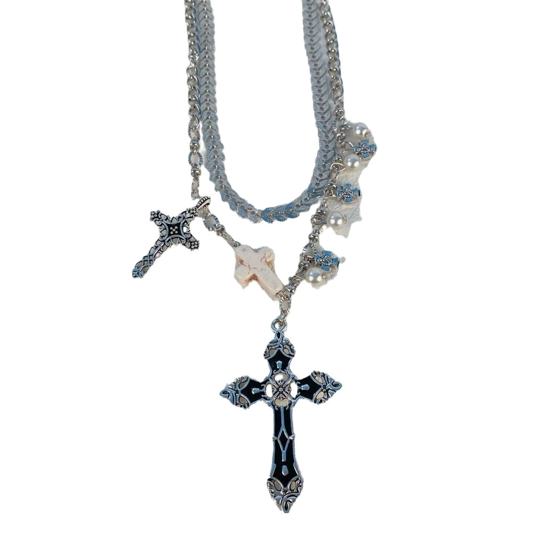 Layered Cross Pendant Necklace Bowlift
