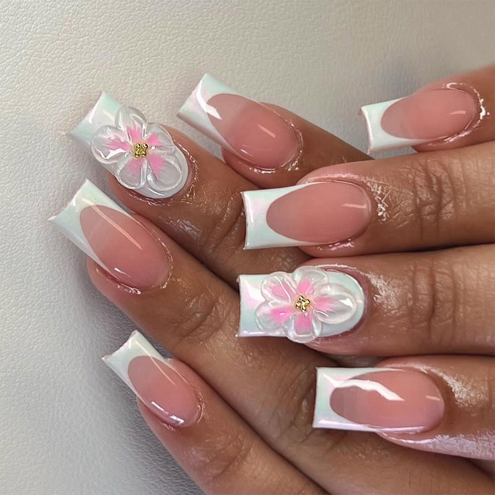 Artistic biodegradable nail extensions with floral accents Bowlift