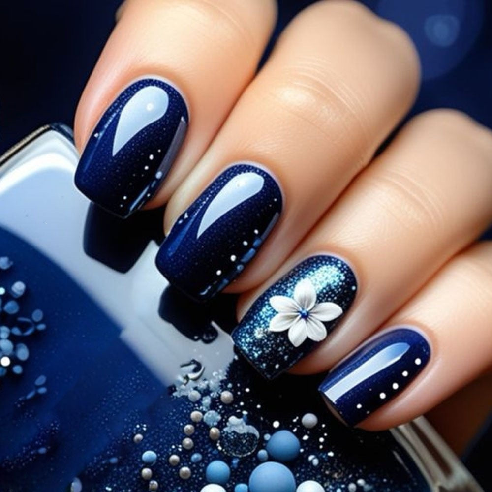 Artificial nails in elegant French tip design Bowlift