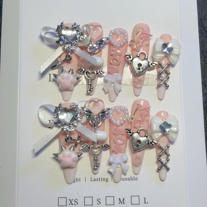 Charming Decorative Press-On Nail Art Set