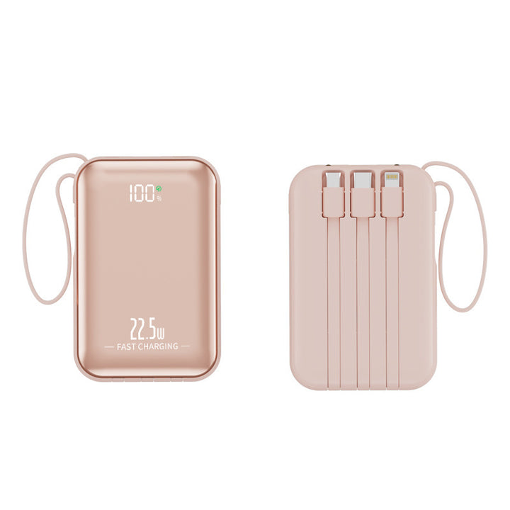Portable power bank with integrated charging cables and fast charging function Bowlift