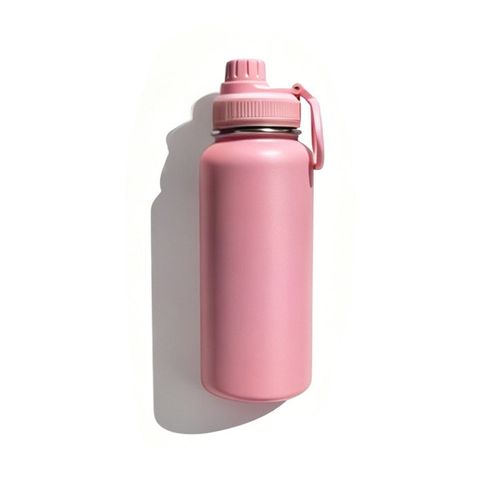 Insulated stainless steel water bottle with wide mouth and silicone carry loop Bowlift