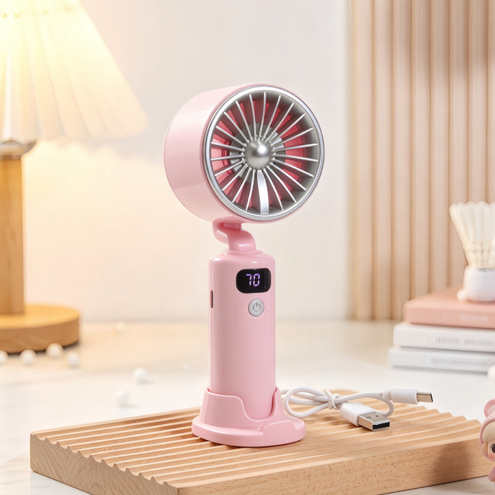 Women portable USB table fan with digital speed display Bowlift