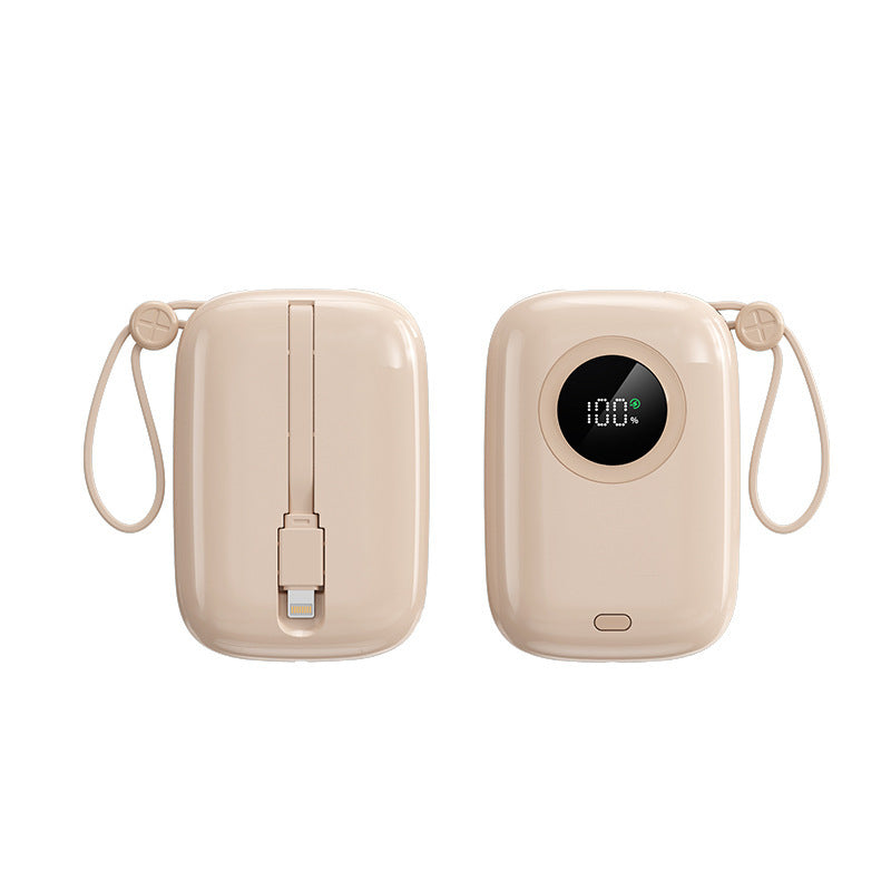 Compact and powerful power bank with digital charging display and integrated cable Bowlift