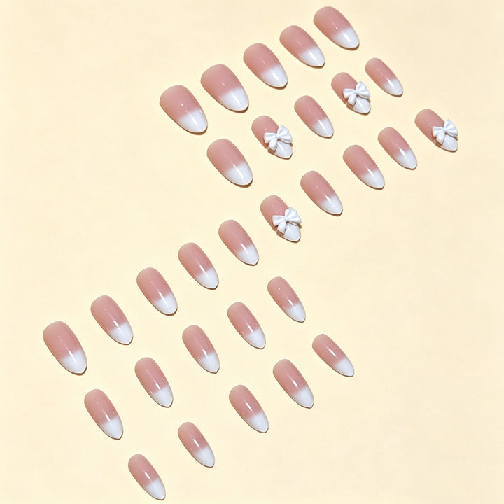 Elegant Bow-Adorned Press-On Nail Tips Bowlift