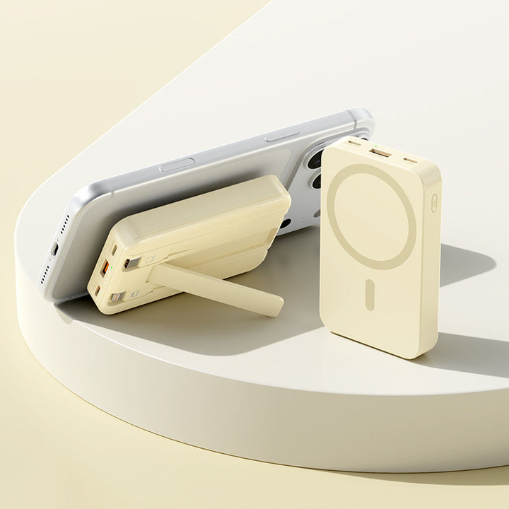 Portable power bank with magnetic function and integrated stand Bowlift
