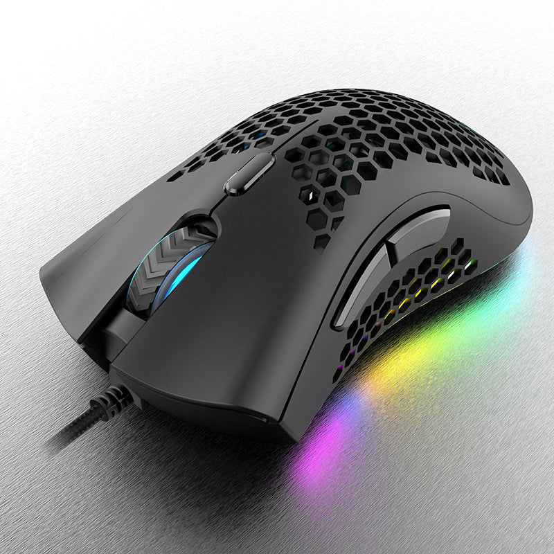 Honeycomb-Style Gaming Mouse with RGB Illumination Bowlift